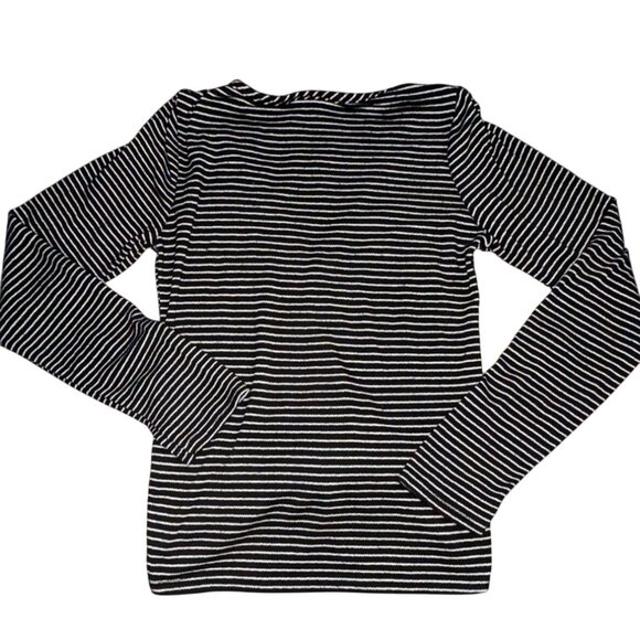 Brit & Bri V-Neck Adjustable Rushed Front Top-Black/White-M-GUC - Picture 6 of 6